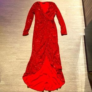 NWOT Red sequin holiday gown